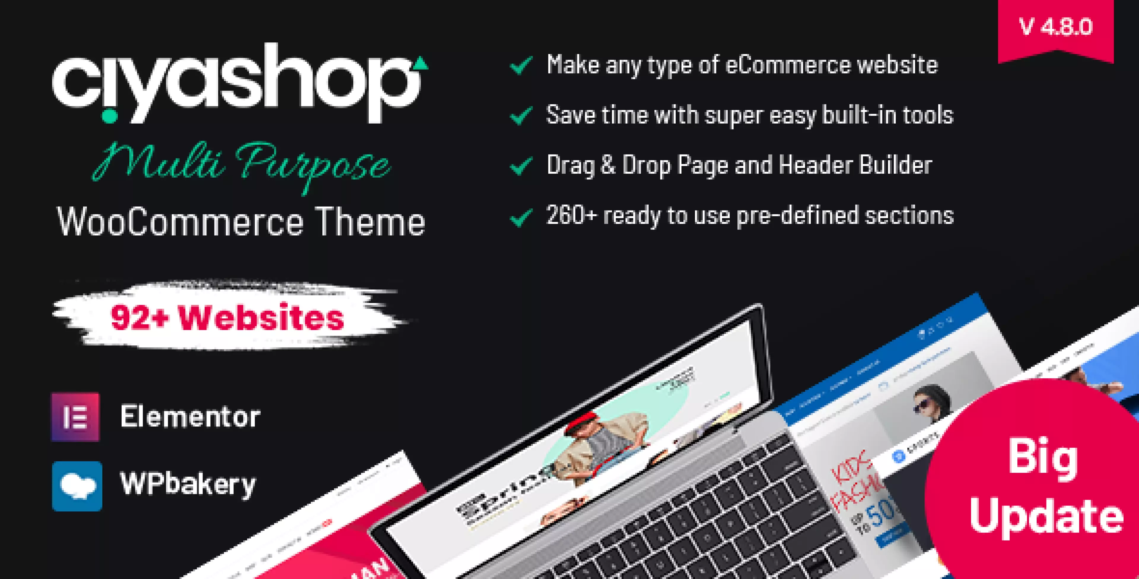 CiyaShop - Responsive Multi-Purpose WooCommerce WordPress Theme 4.8.0