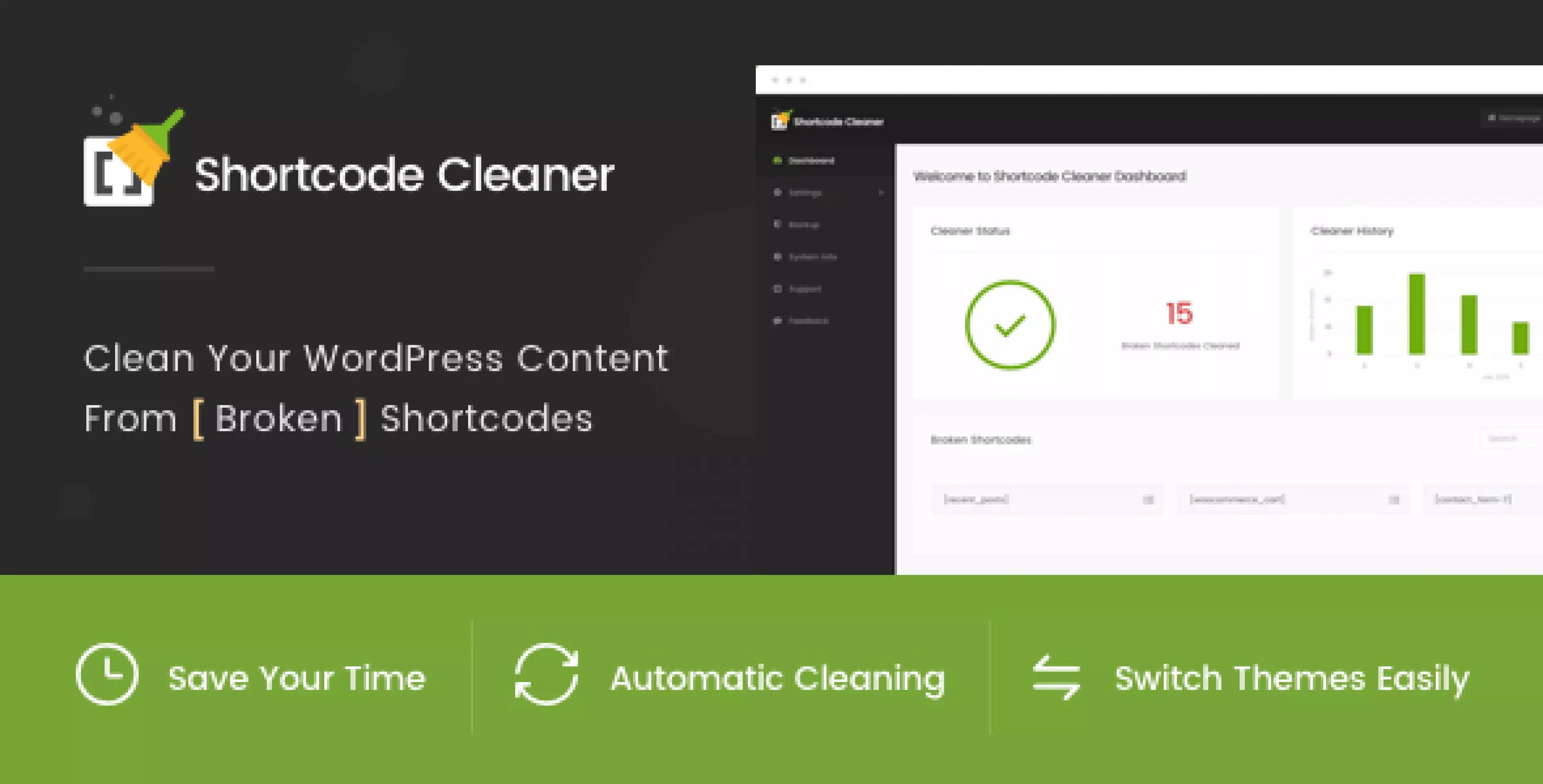 Shortcode Cleaner - Clean WordPress Content from Broken Shortcodes 1.1.6